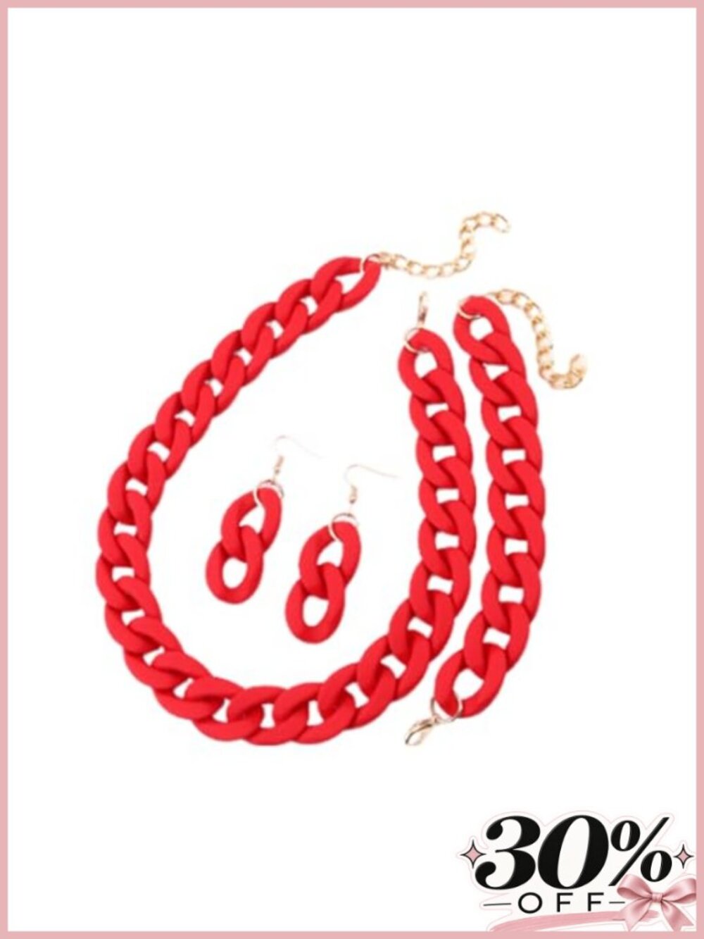 Acrylic Resin Chunky 3-Piece Jewelry Set Necklace Bracelet Earrings Statement